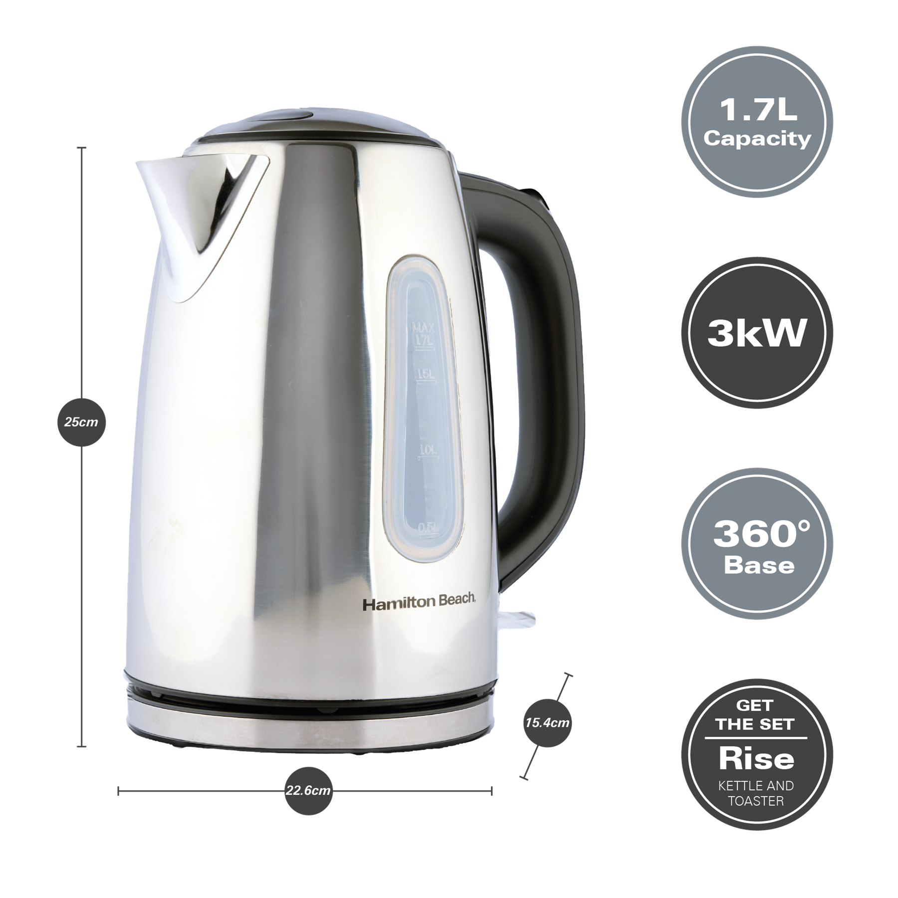 Hamilton Beach Rise Kettle, Toaster & Microwave Set