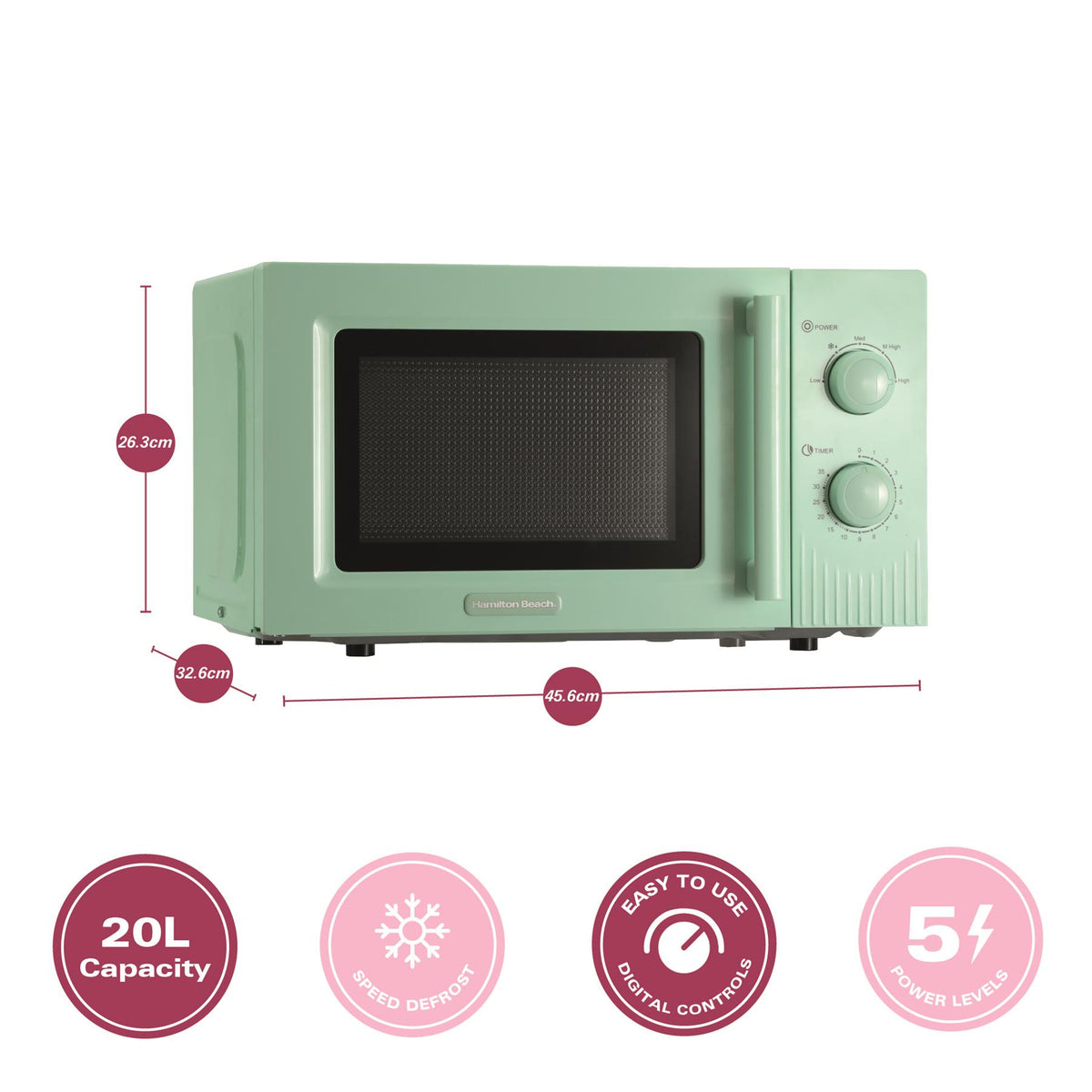 Hamilton Beach Miami Kettle, Toaster & Microwave Set - Mojito Mint