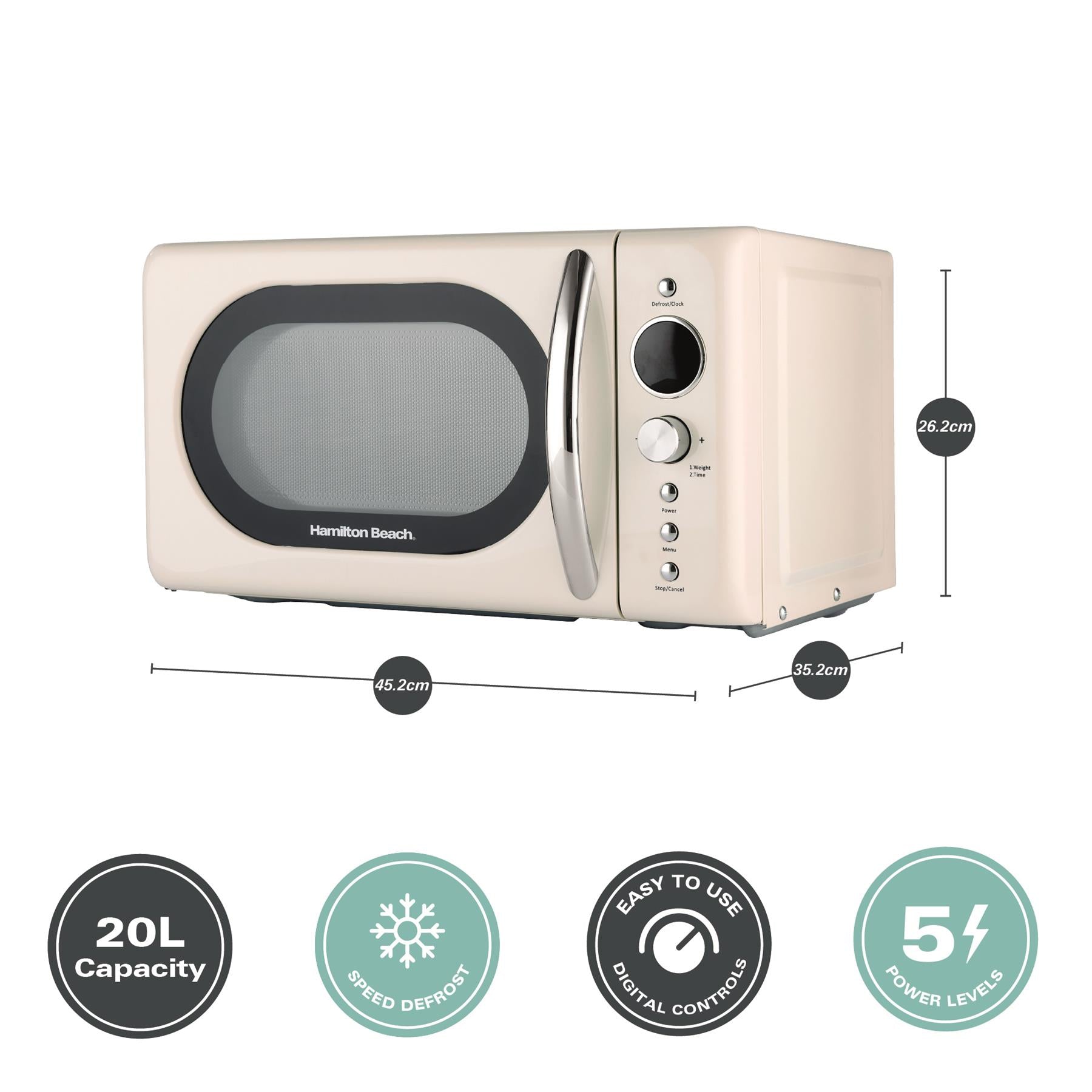 Hamilton Beach 20L Retro Cream Microwave