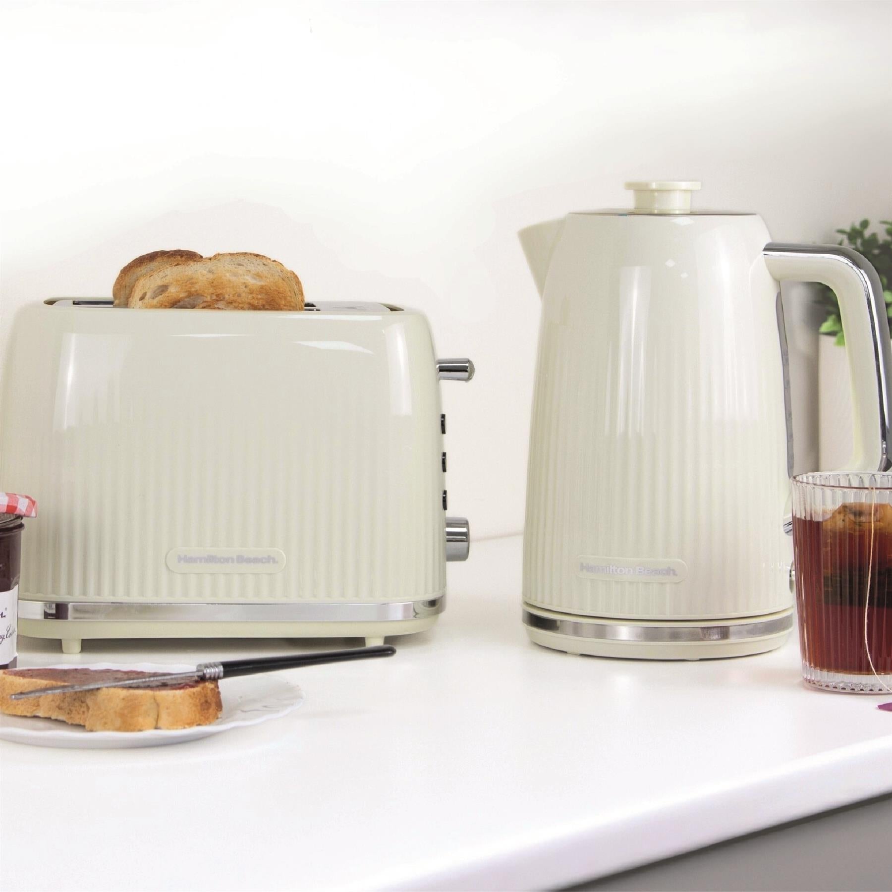 Hamilton Beach Miami Kettle, Toaster & Microwave Set - Sand