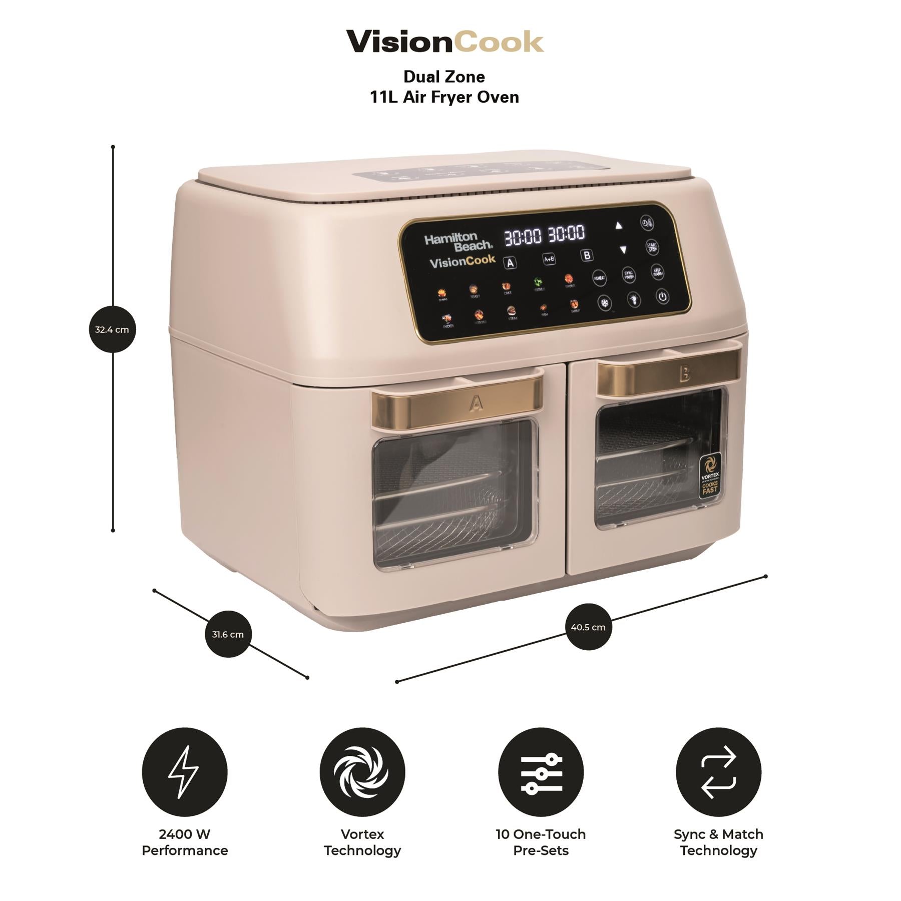Hamilton Beach VisionCook 11L Dual Air Fryer Oven