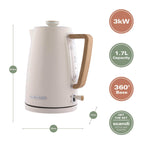Hamilton Beach Scandi 1.7L Kettle - Matte Cream with Wood Effect - Hamilton Beach UK