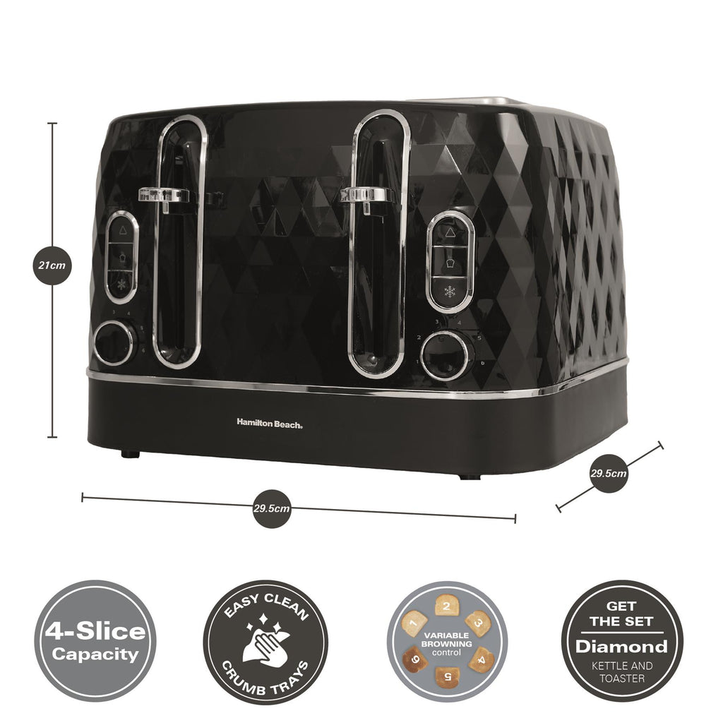 Hamilton Beach Diamond Kettle & Toaster Set Black
