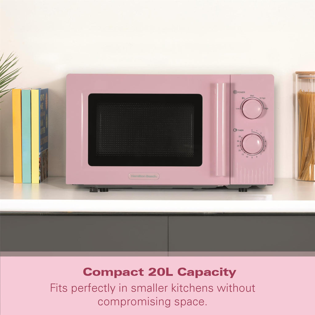 Hamilton Beach Miami Manual 800W Microwave - Flamingo Pink