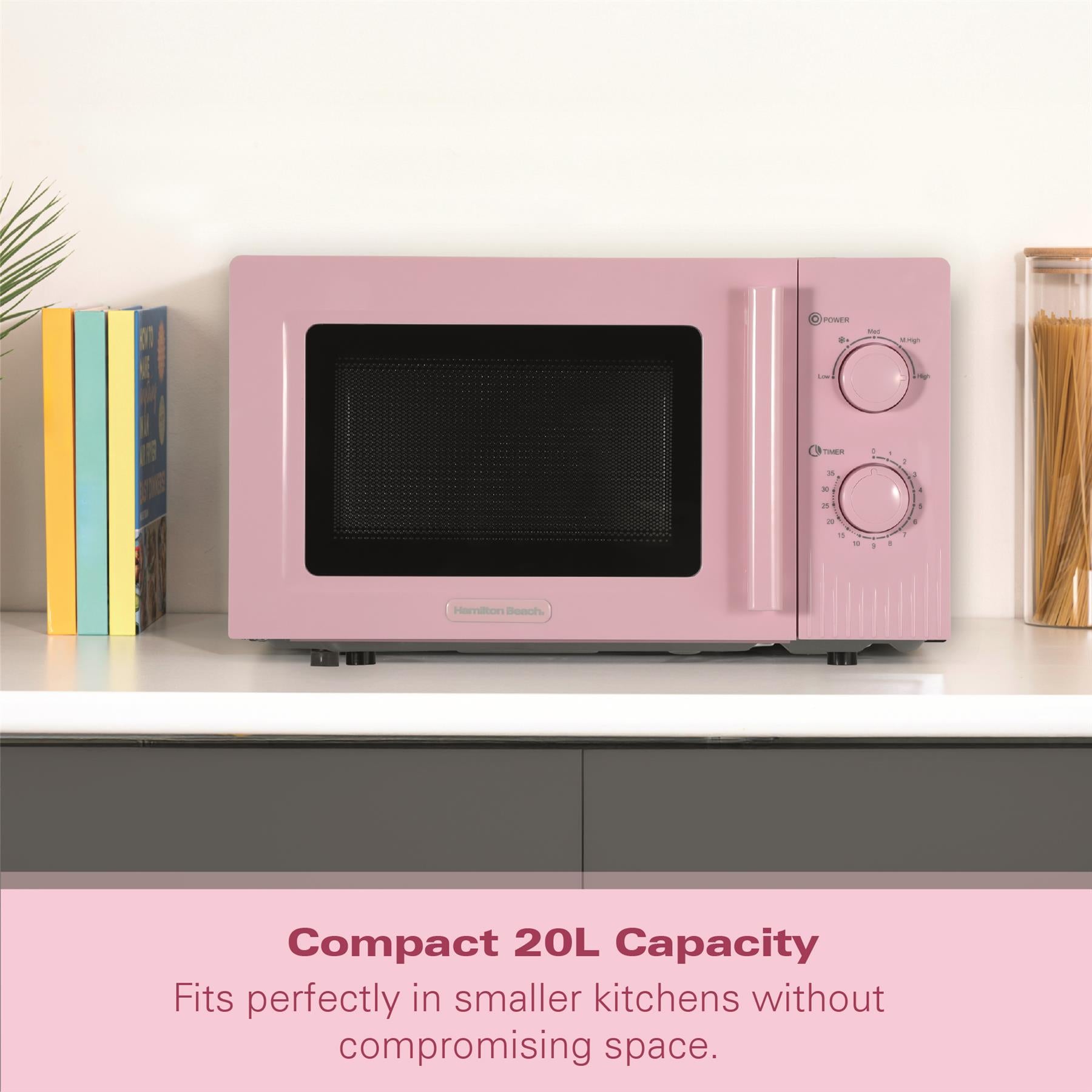 Hamilton Beach Miami Manual 800W Microwave - Flamingo Pink