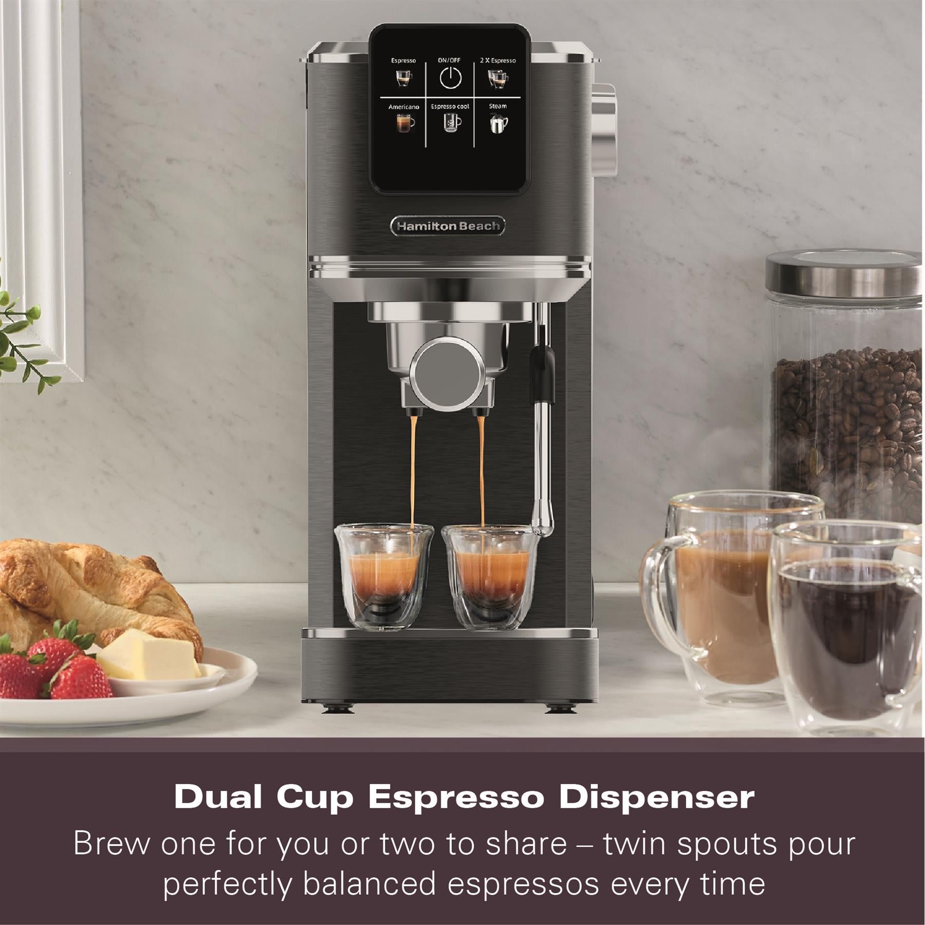 Hamilton Beach BaristaPro Touch 5-in-1 Espresso Machine Black