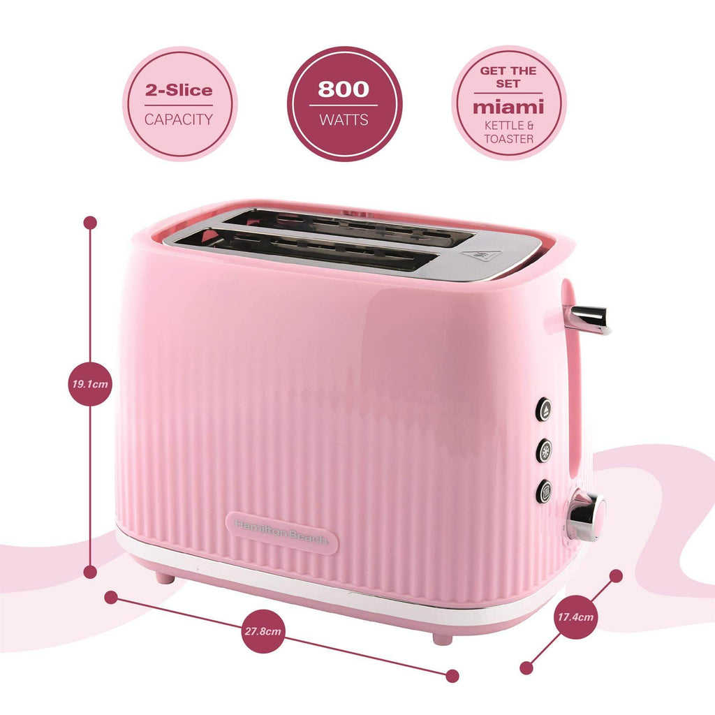 Hamilton Beach Miami 2 Slice Toaster Flamingo Pink - Hamilton Beach UK