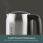Hamilton Beach Compact 1L Kettle - Brushed Stainless Steel - Hamilton Beach UK