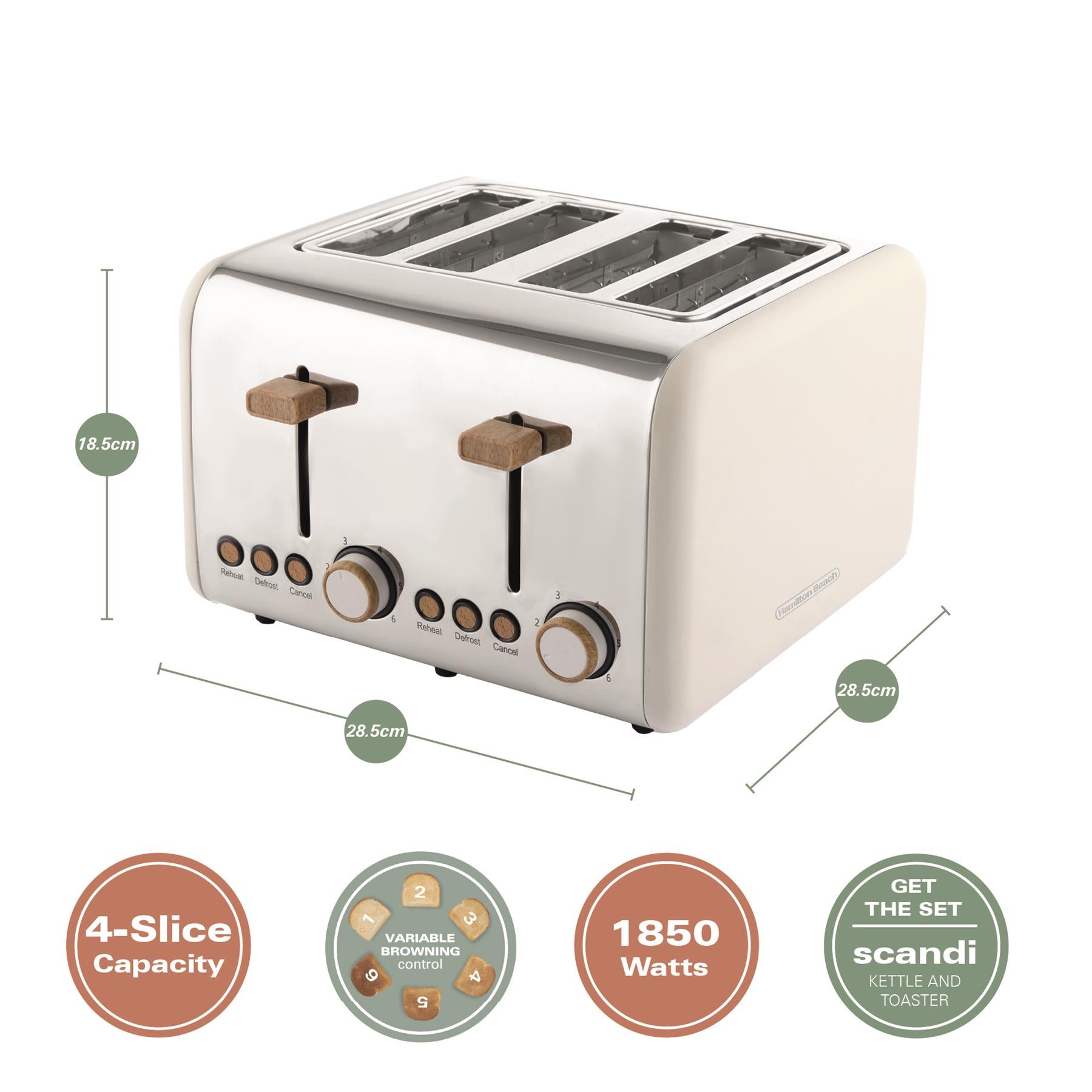 Scandi Classic Kettle & Toaster Set - Cream