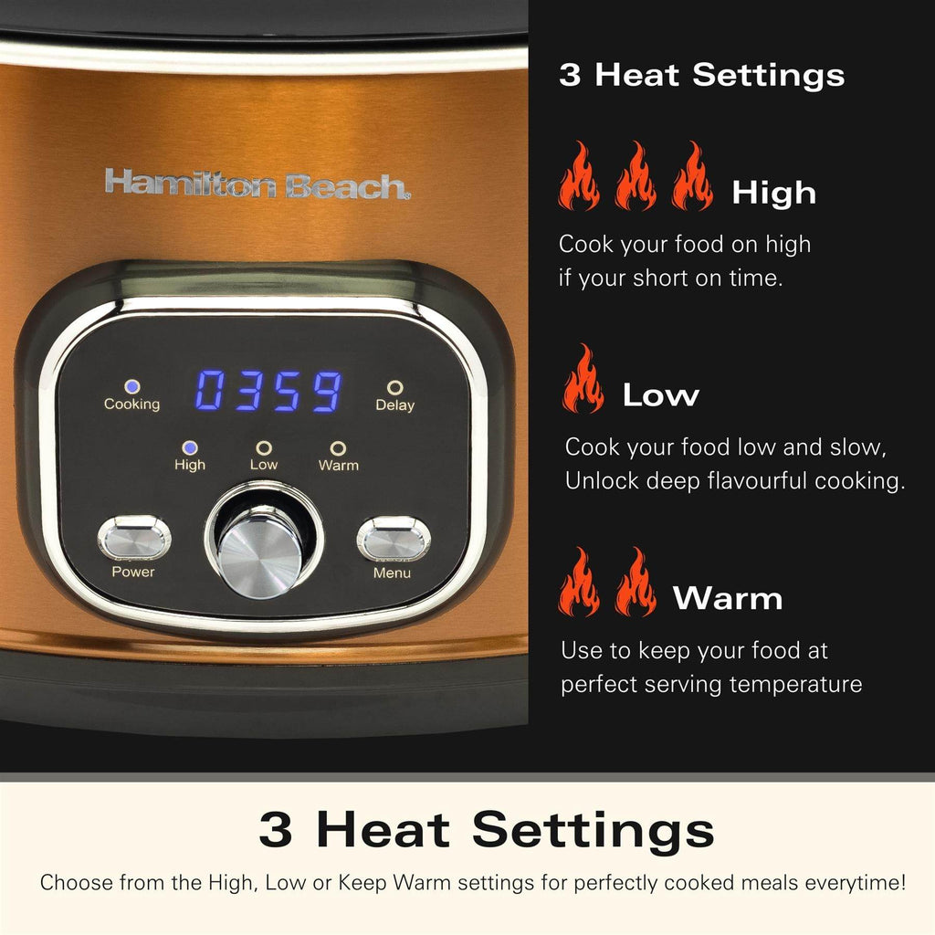 Hamilton Beach Digital 6.5L Oval Slow Cooker - Copper - Hamilton Beach UK