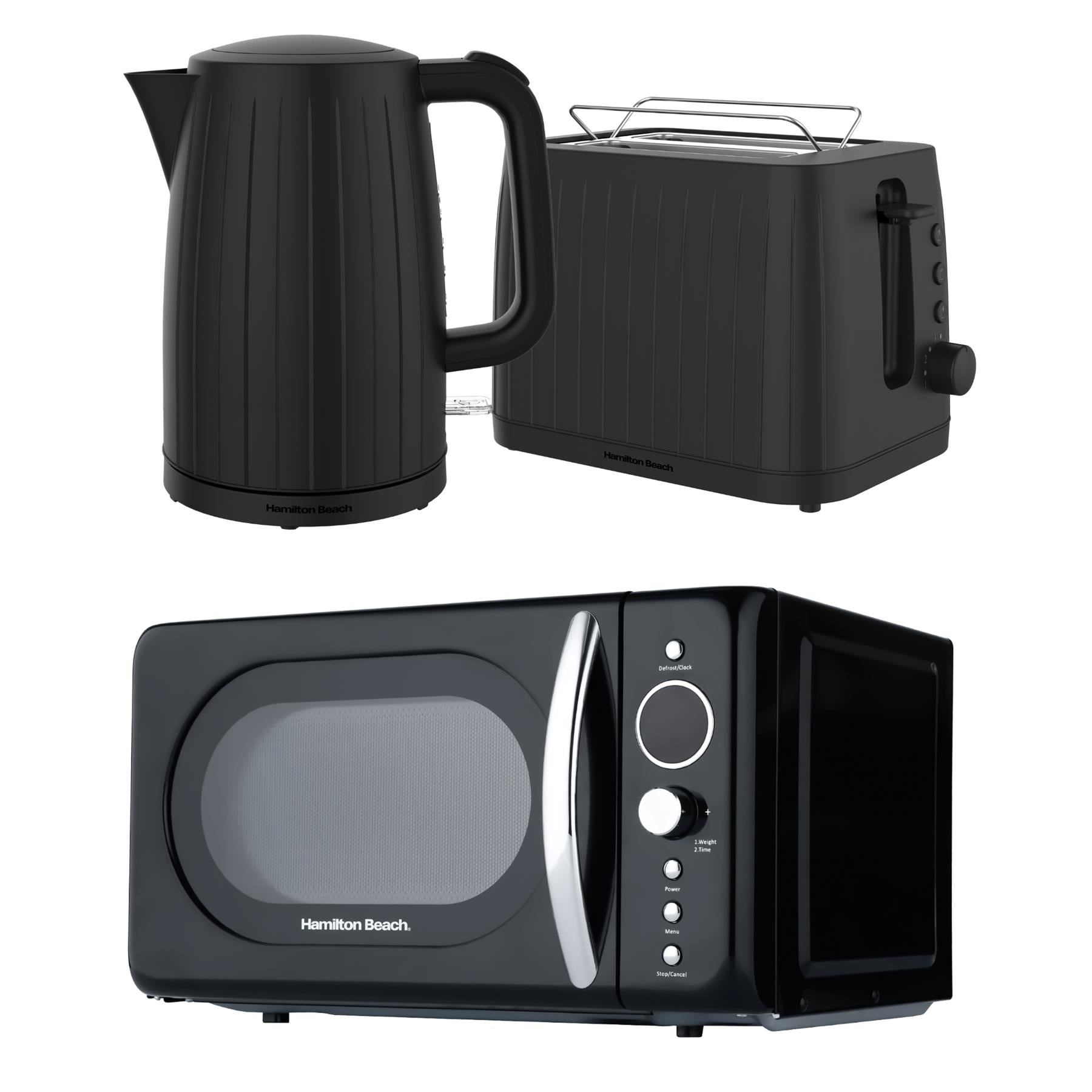 Hamilton Beach Stealth Kettle, Toaster & 20L Retro Microwave Set - Black