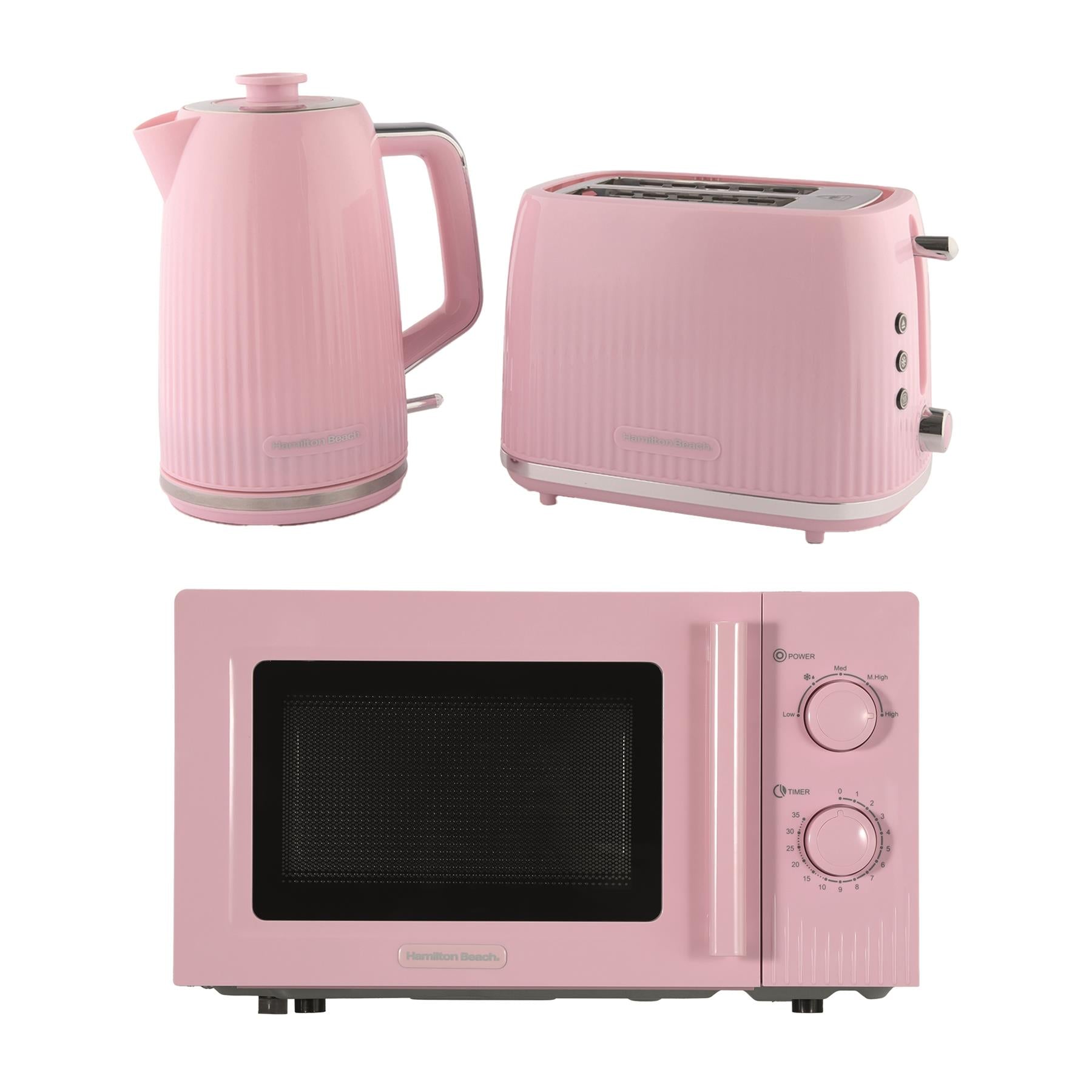 Hamilton Beach Miami Kettle, Toaster & Microwave Set - Flamingo Pink