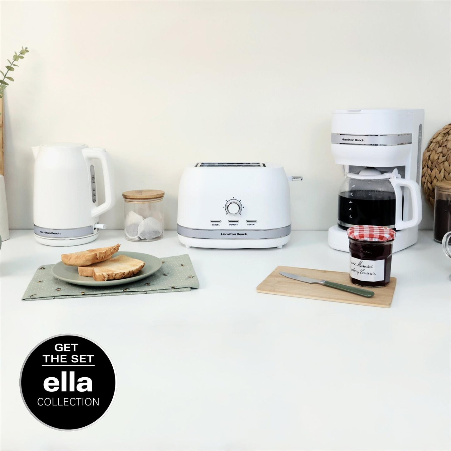 Hamilton Beach Ella 2 Slice Matte White Toaster