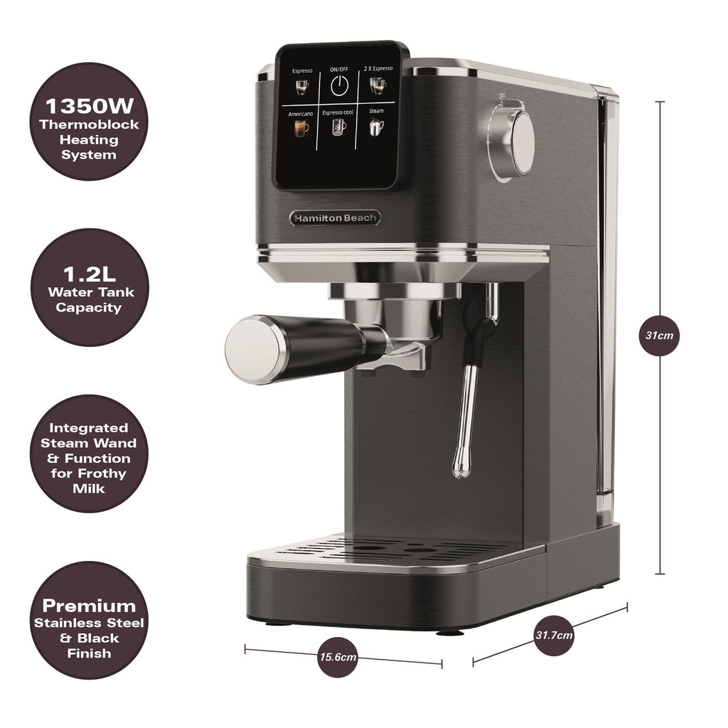 Hamilton Beach BaristaPro Touch 5-in-1 Espresso Machine Black