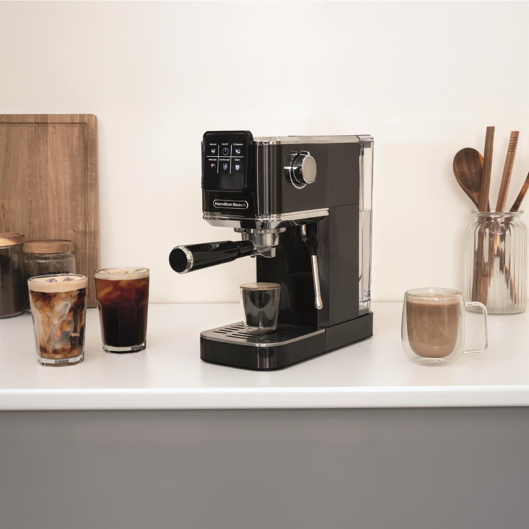 Hamilton Beach BaristaPro Touch 5-in-1 Espresso Machine Black
