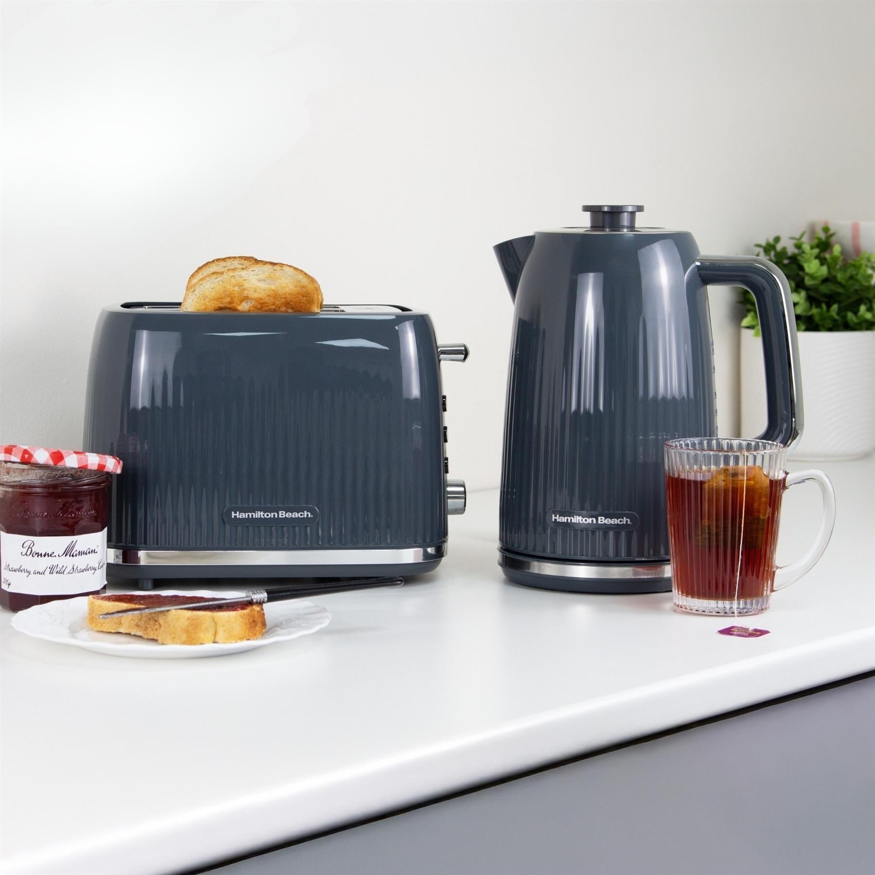 Miami Kettle & Toaster Set - Charcoal Grey