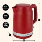 Hamilton Beach Ella 1.7L Kettle - Matte Red - Hamilton Beach UK