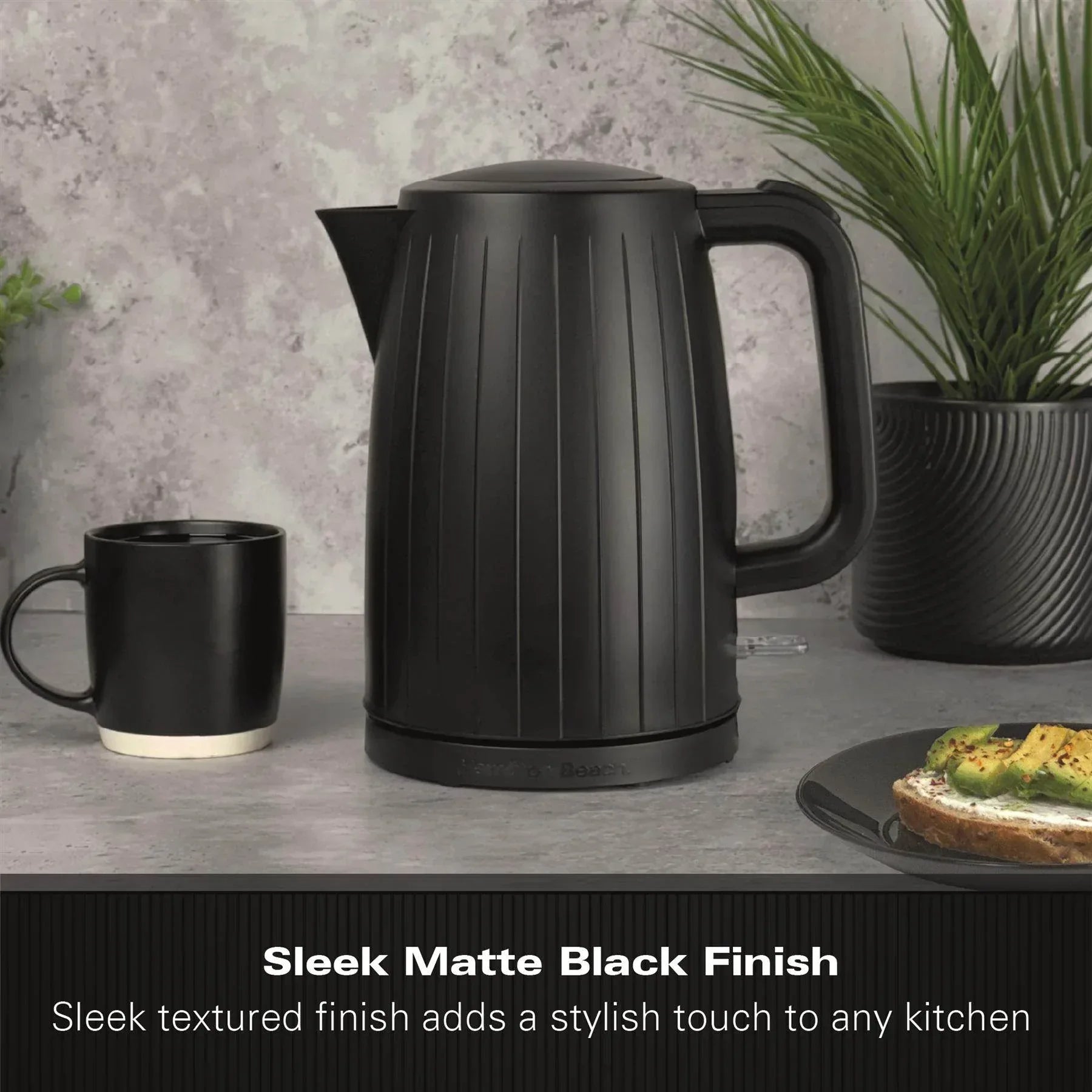 Hamilton Beach Stealth 1.7L Textured Kettle Matte Black | Fast