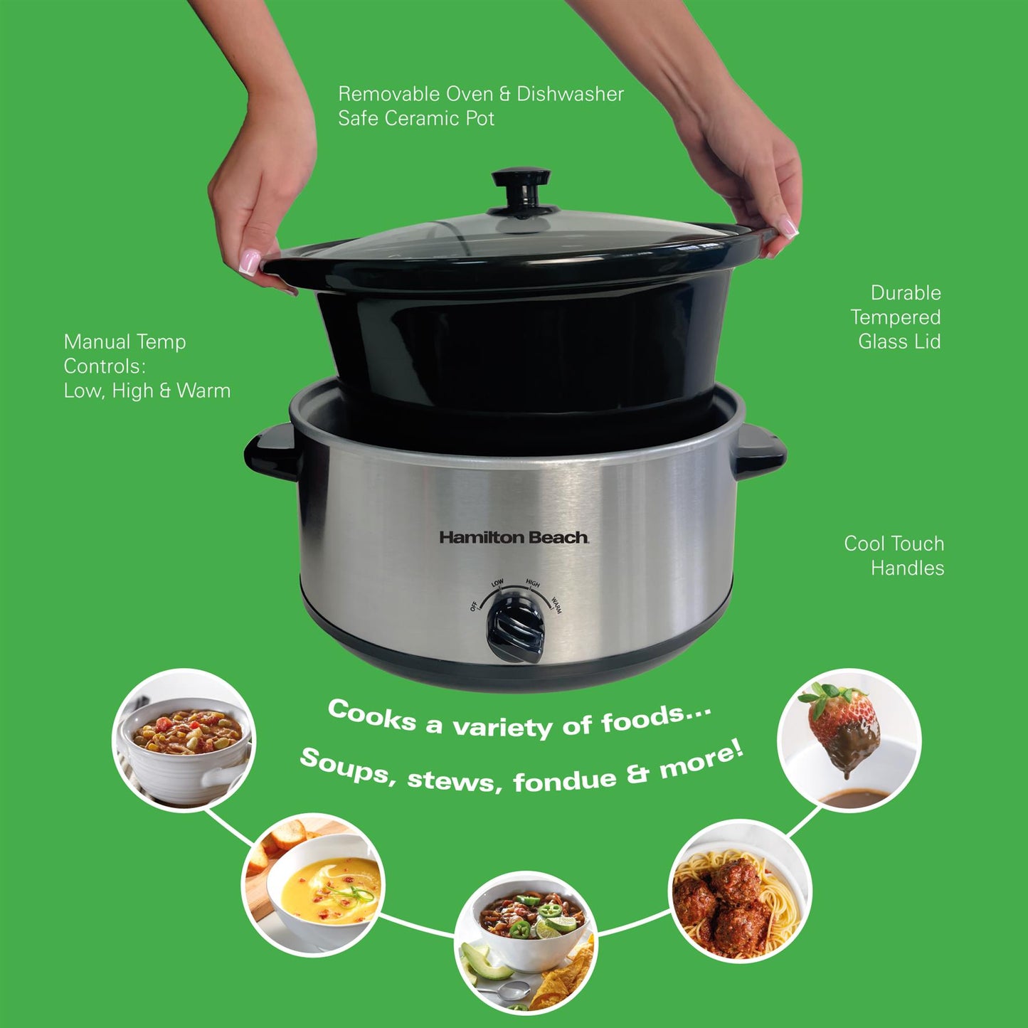 Hamilton Beach 'The Comfort Cook' 3.5L Silver Slow Cooker