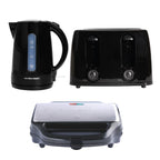 Hamilton Beach Essentials Kettle, 4 Slice Toaster & Deep Fill Sandwich Toaster Set - Black