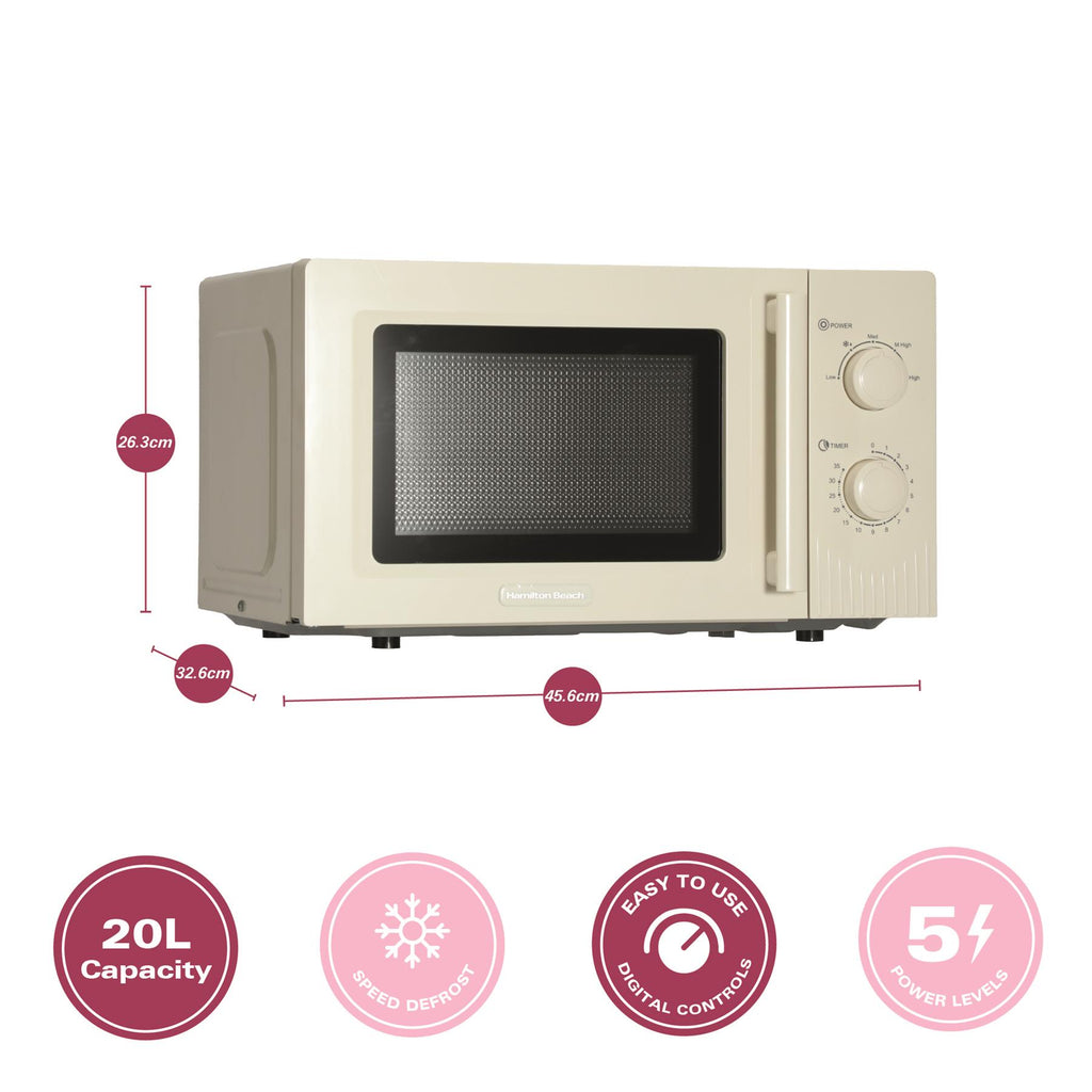 Hamilton Beach Miami Manual 800W Microwave - Sand