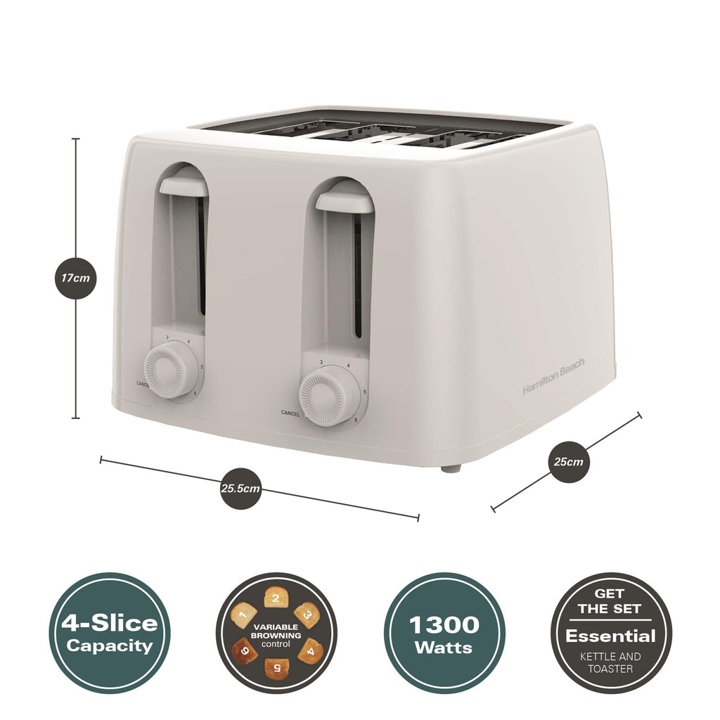 Essential Rapid Boil Kettle & 4 Slice Toaster Set - White