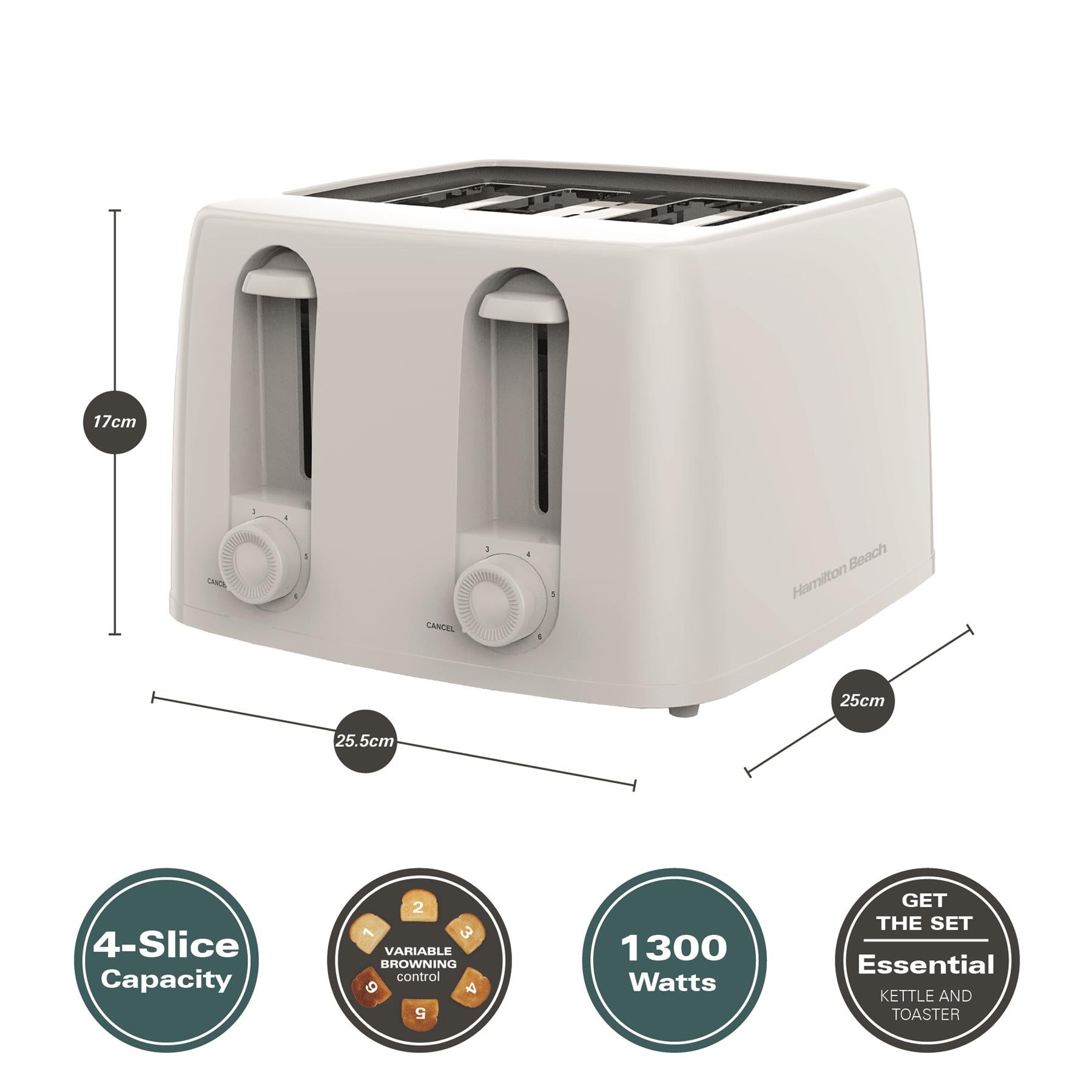 Essential Rapid Boil Kettle & 4 Slice Toaster Set - White