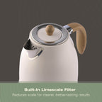 Hamilton Beach Scandi 1.7L Jug Kettle - Matte Cream with Wood Effect - Hamilton Beach UK