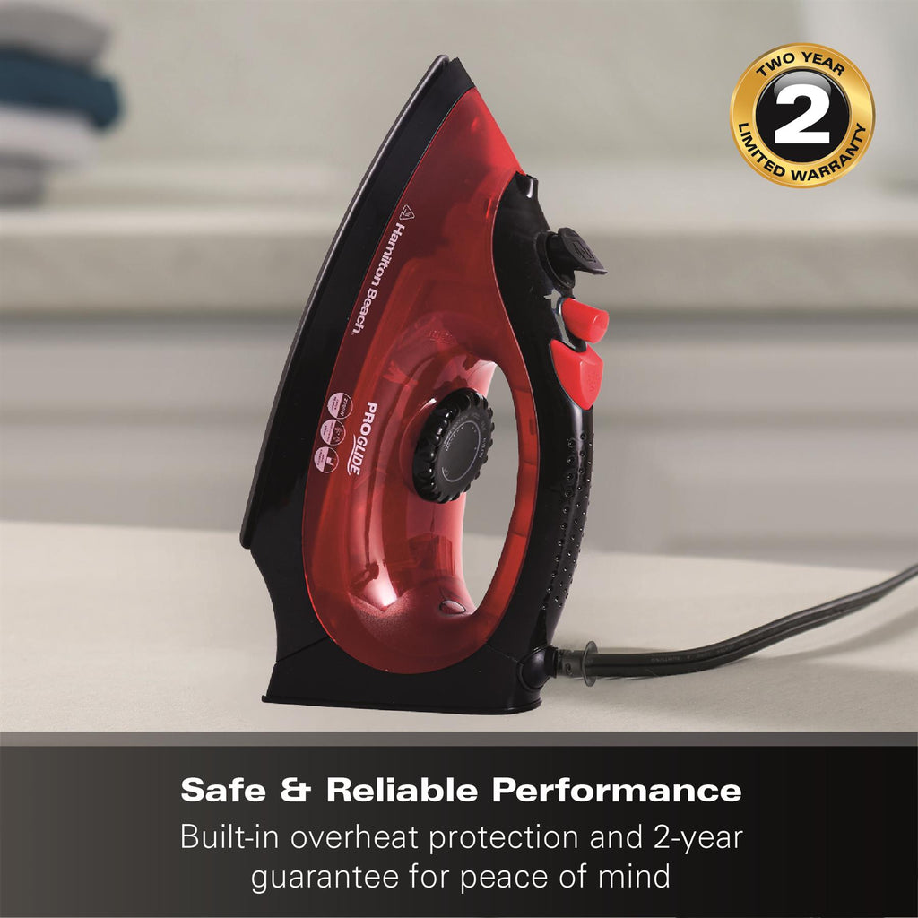 Hamilton Beach ProGlide 2200W Corded Steam Iron - Red & Black