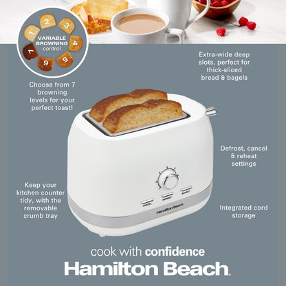 Hamilton Beach Ella 2 Slice Matte White Toaster