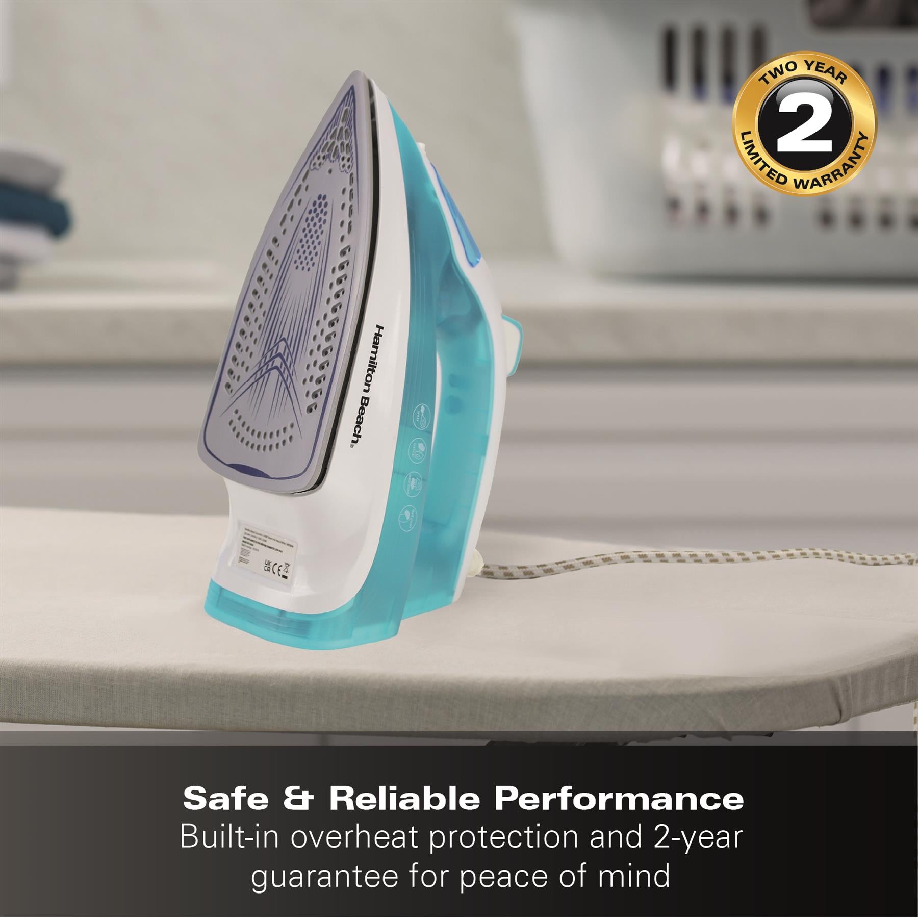 SteamMax 2200W Steam Iron - Aqua & White
