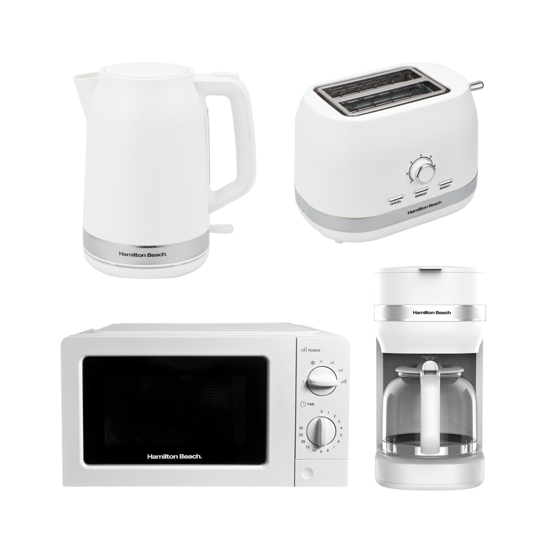 Ella Kettle, Toaster, Microwave & Coffee Machine Set - White
