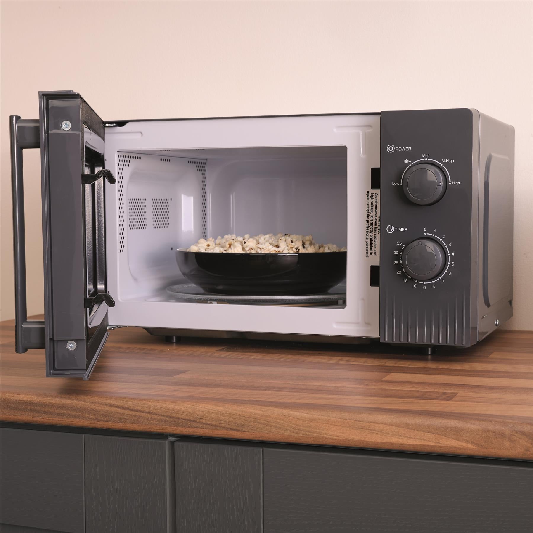 Hamilton Beach Miami Manual 800W Microwave - Charcoal Grey