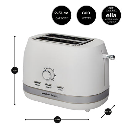 Hamilton Beach Ella 2 Slice Matte White Toaster