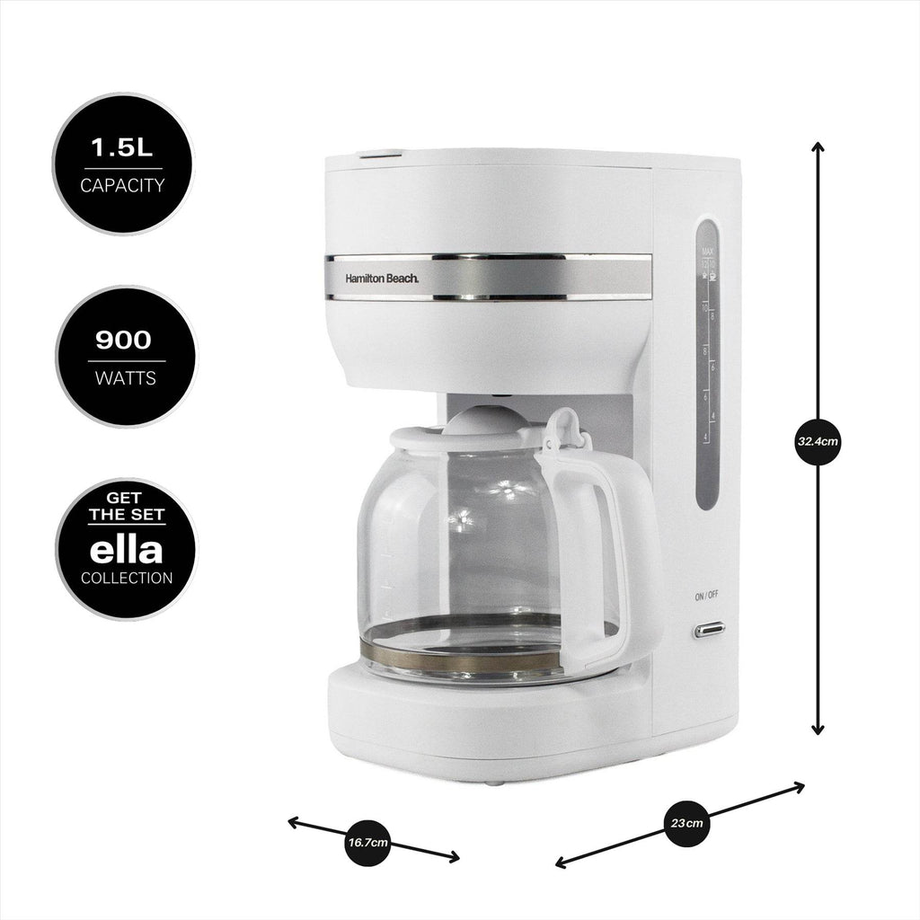 Hamilton Beach Ella 1.5L Filter Coffee Machine - Matte White - Hamilton Beach UK