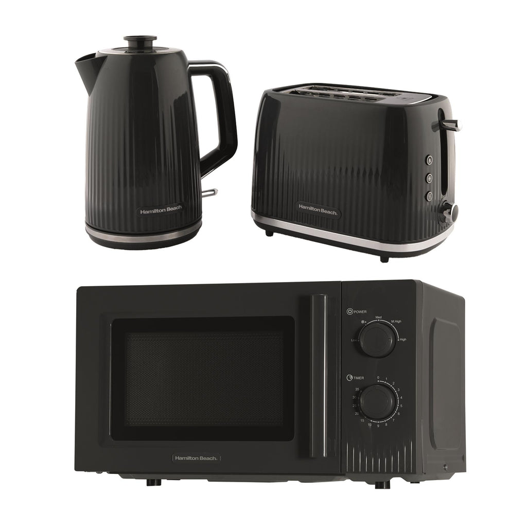 Hamilton Beach Miami Kettle, Toaster & Microwave Set - Charcoal Grey