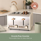 Hamilton Beach Scandi 4 Slice Toaster - Matte Cream with Wood Effect - Hamilton Beach UK