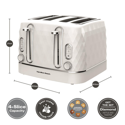 Hamilton Beach Diamond Kettle & Toaster Set White