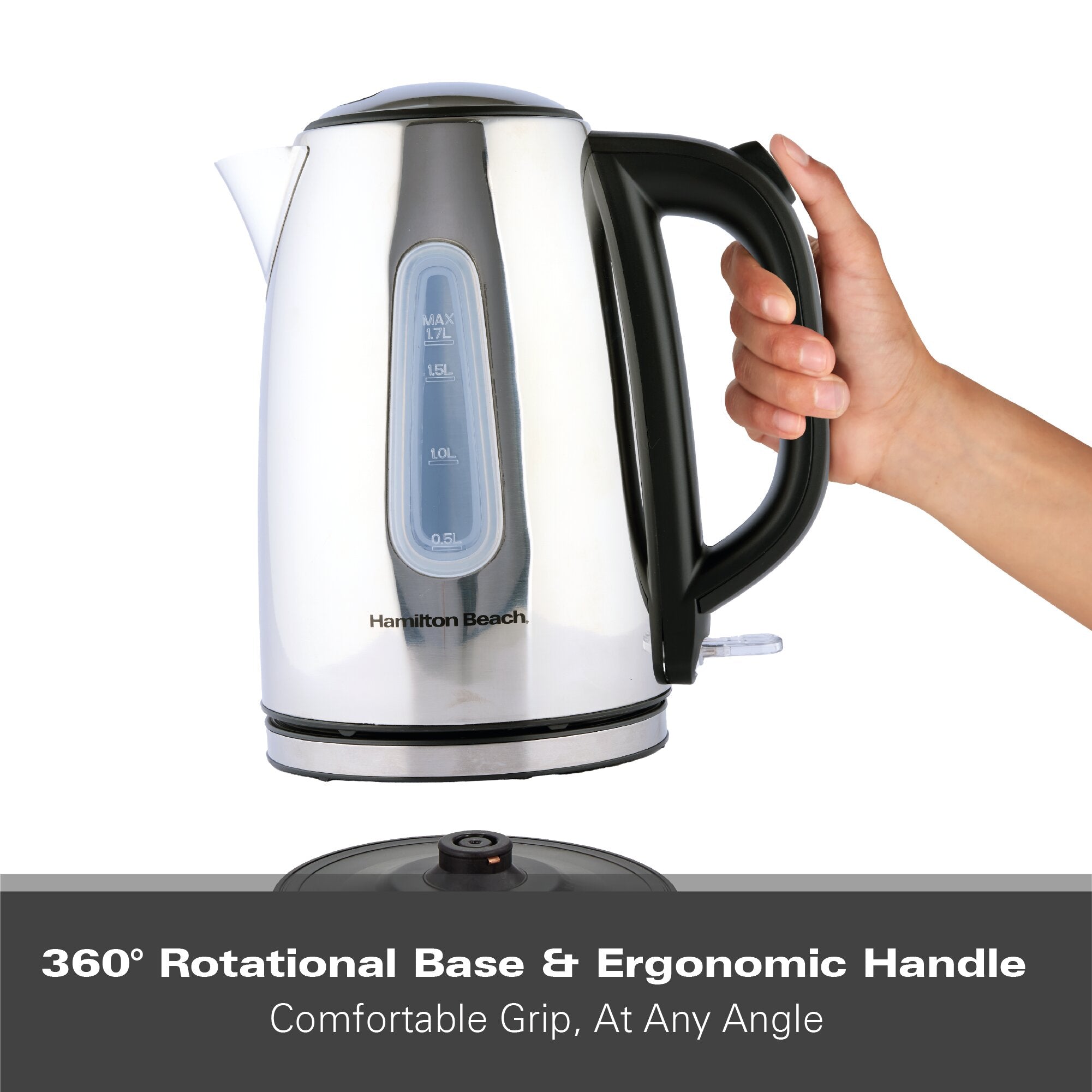 Hamilton Beach Rise Stainless Steel 1.7L Kettle - Polished