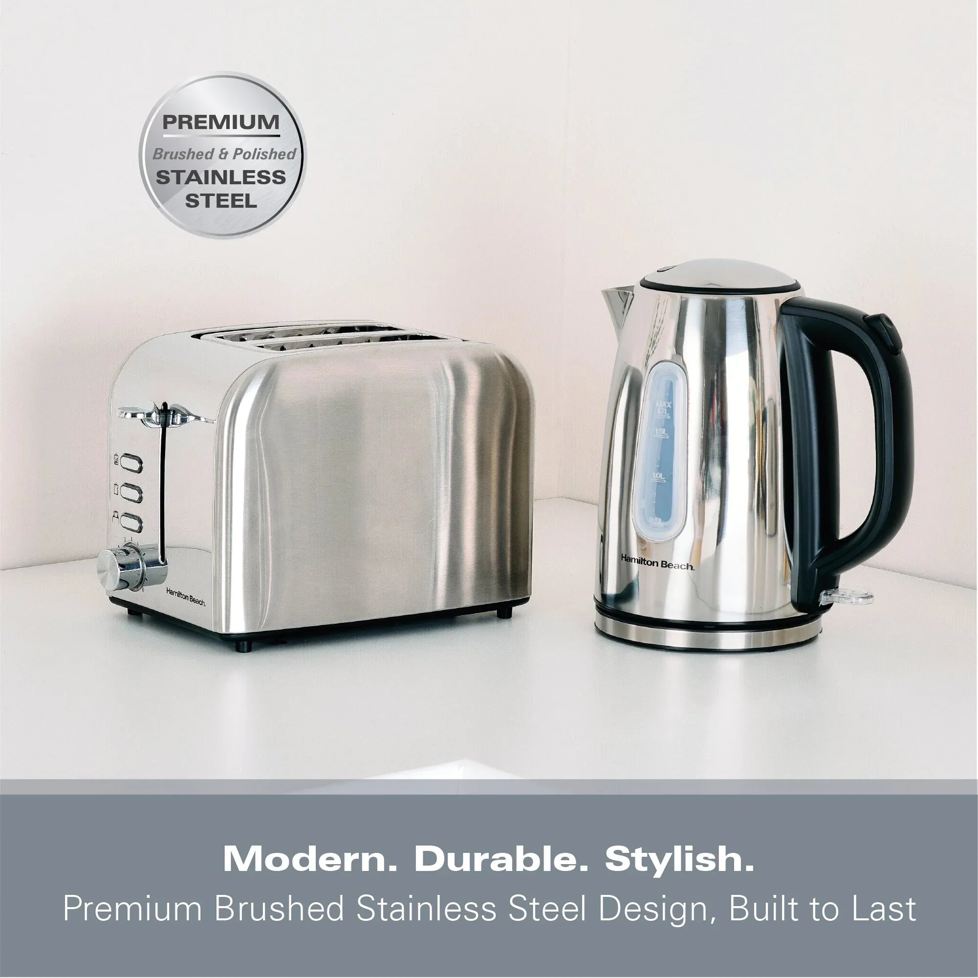 Hamilton Beach Rise Stainless Steel 1.7L Kettle - Polished