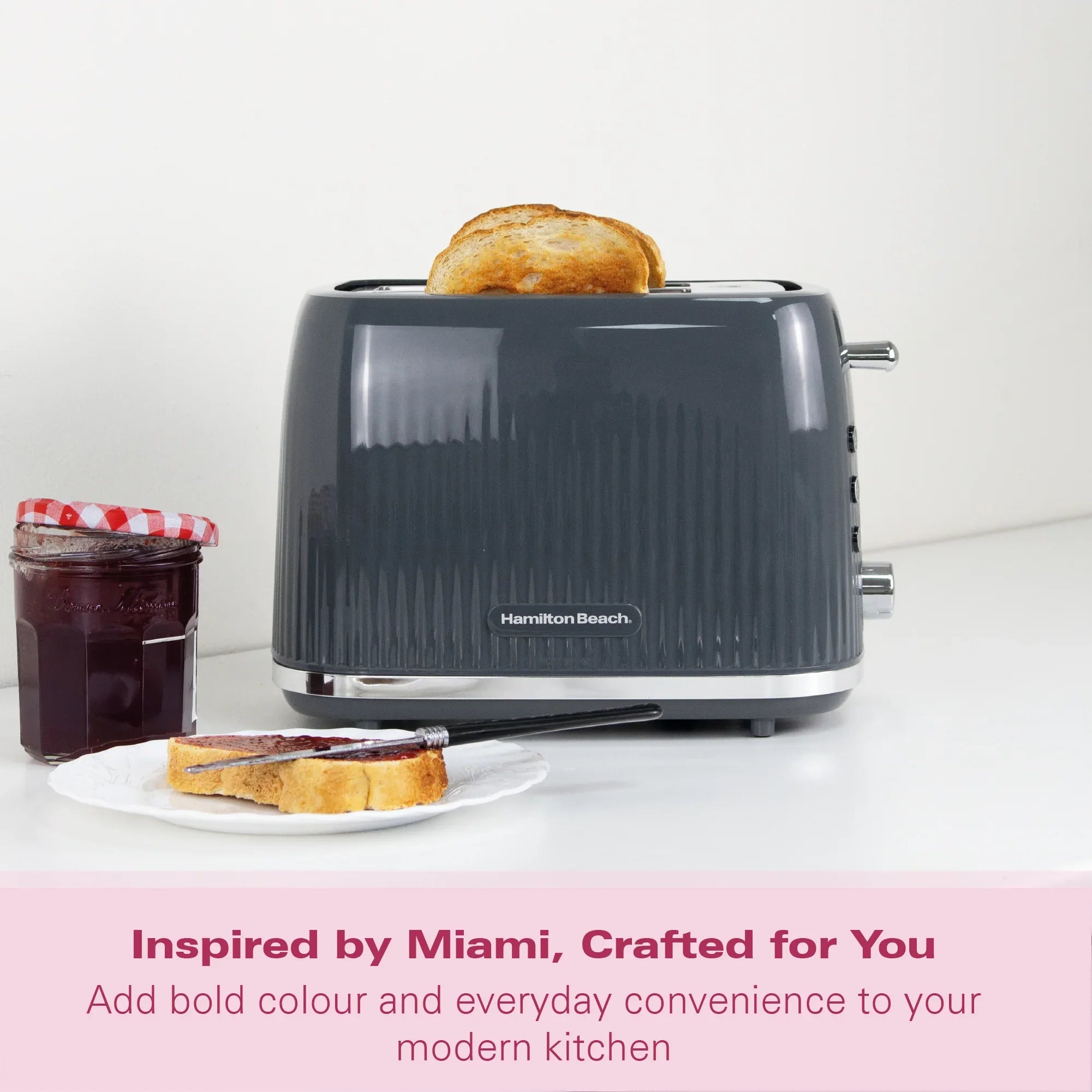 Hamilton Beach Miami 2 Slice Toaster Charcoal Grey - Hamilton Beach UK
