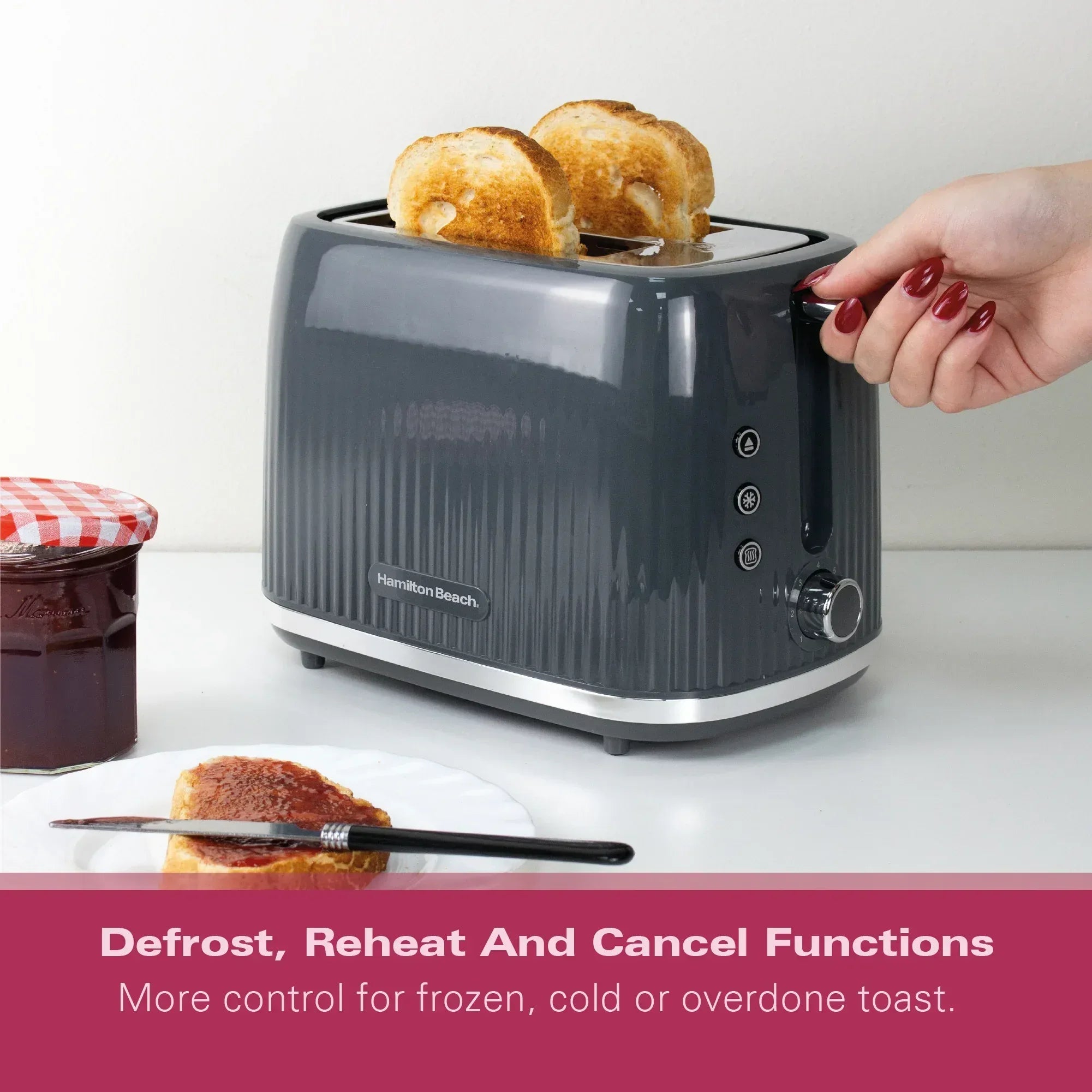 Hamilton Beach Miami 2 Slice Toaster Charcoal Grey - Hamilton Beach UK
