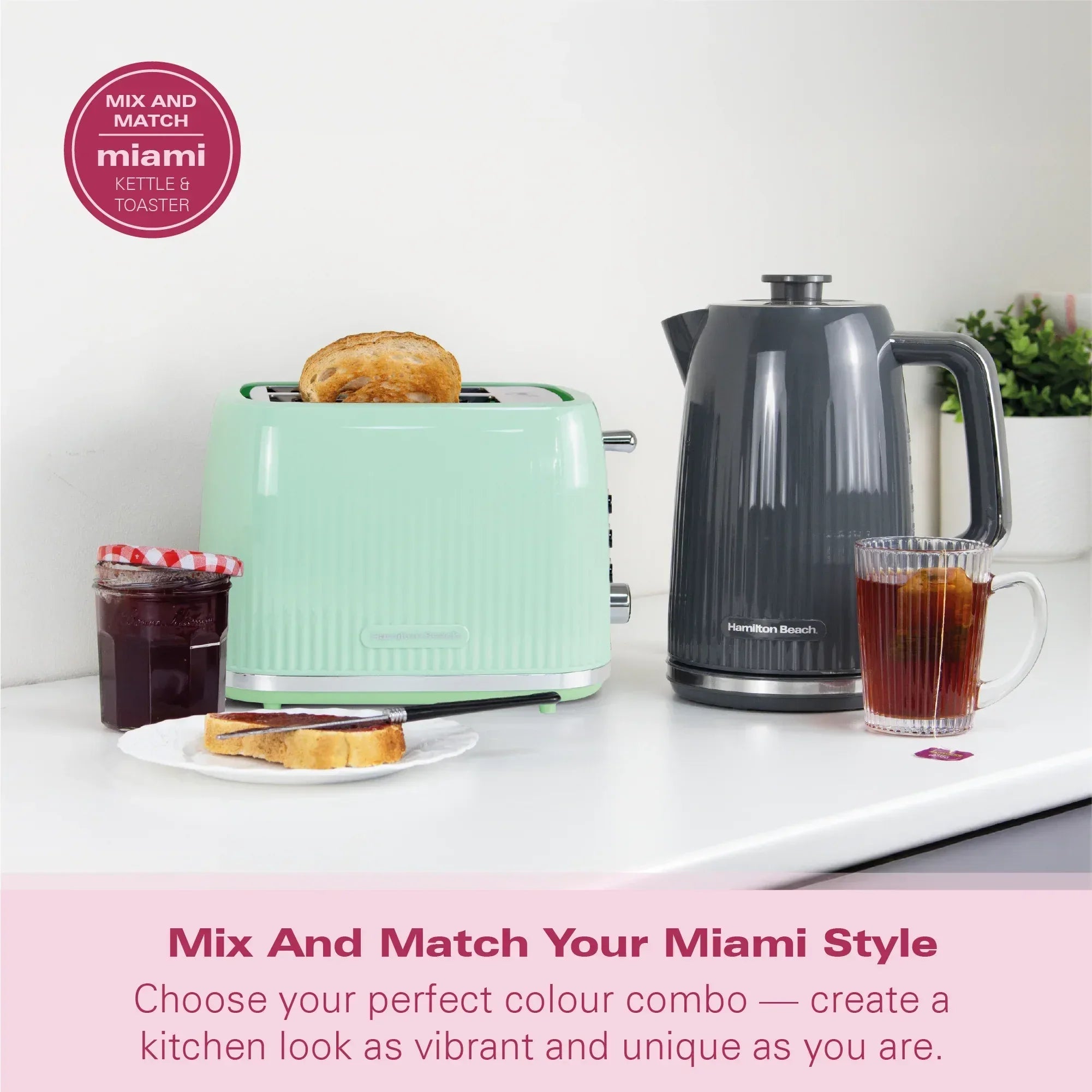 Hamilton Beach Miami 2 Slice Toaster Charcoal Grey - Hamilton Beach UK