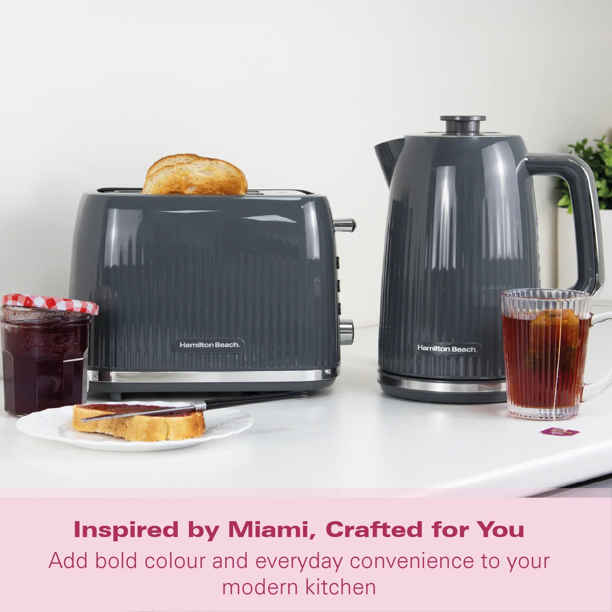 Hamilton Beach Miami 1.7L Kettle Charcoal Grey - Hamilton Beach UK