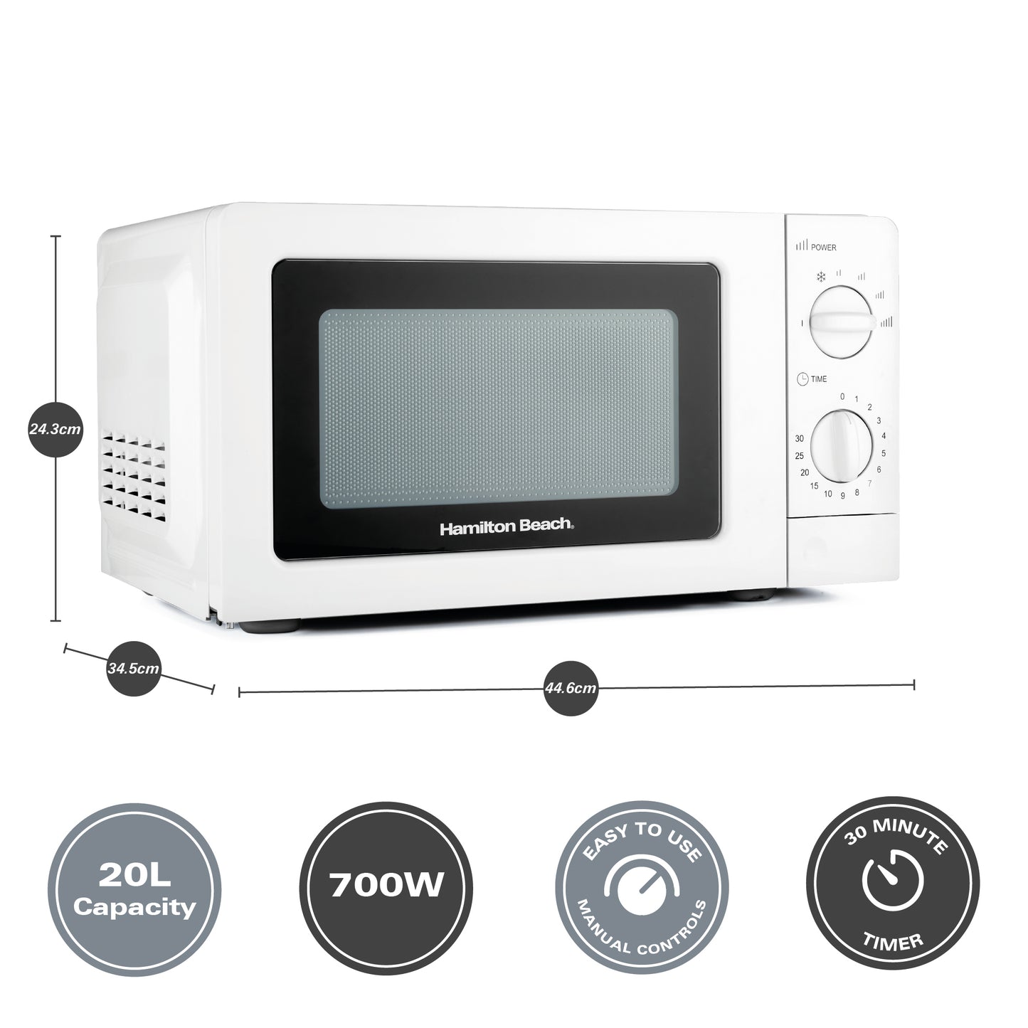 Hamilton Beach 20L Standard White Microwave
