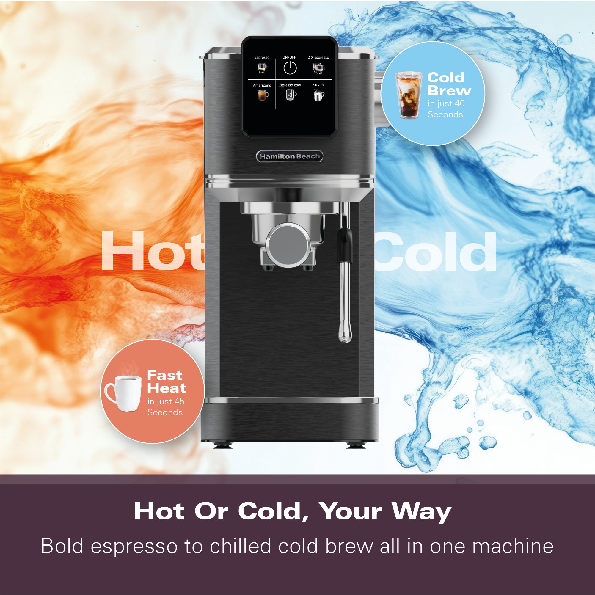 Hamilton Beach BaristaPro Touch 5-in-1  Espresso Machine Black