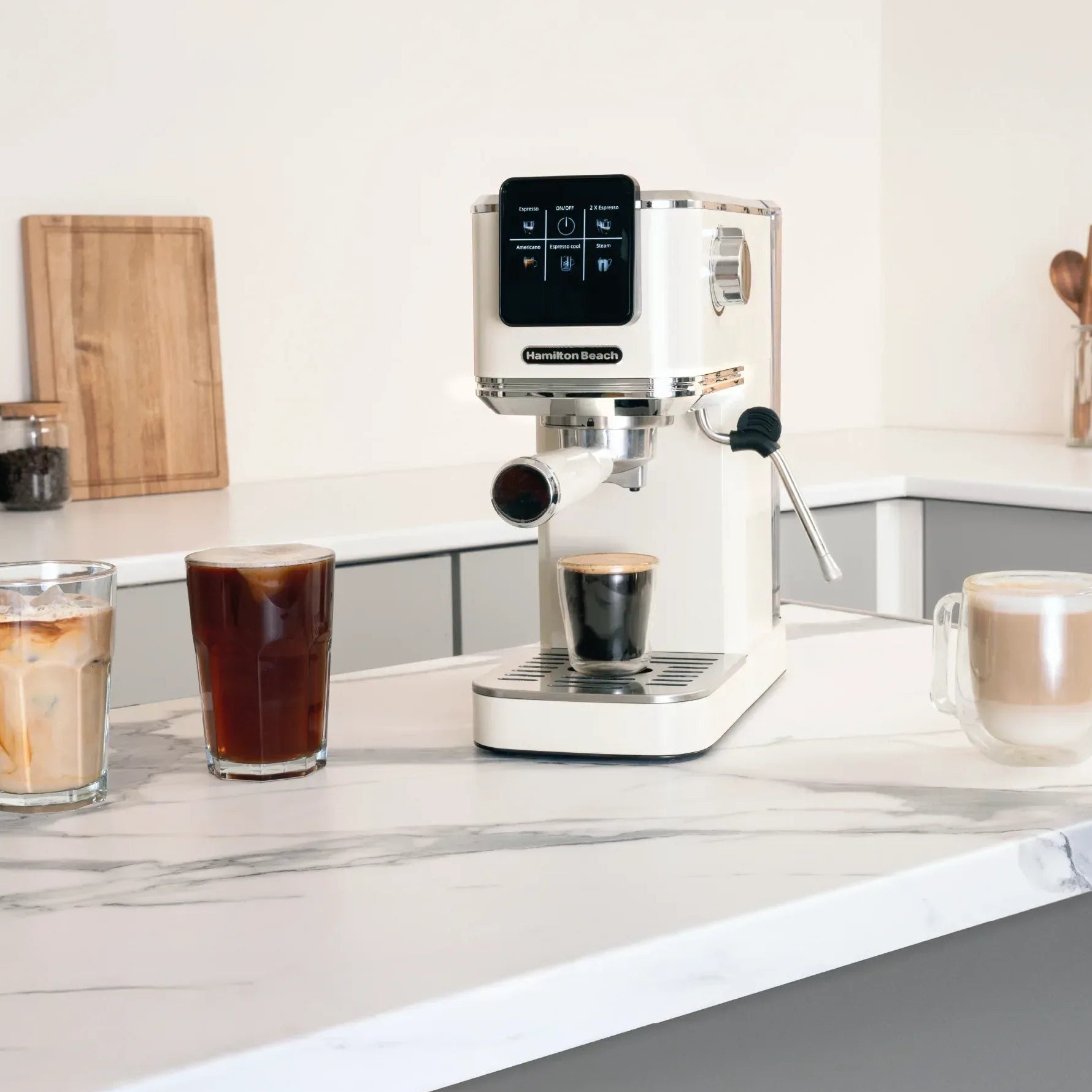 Hamilton Beach BaristaPro Touch 5-in-1 Espresso Machine Cream
