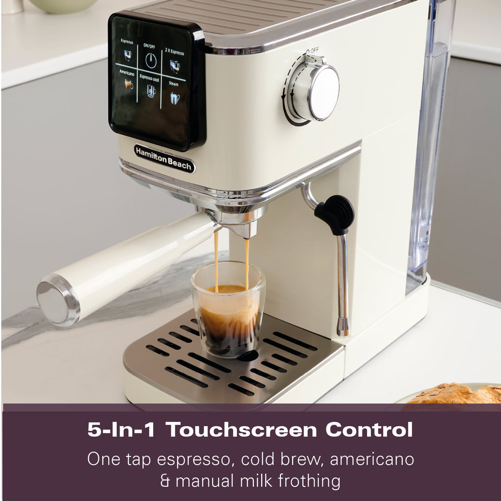 Hamilton Beach BaristaPro Touch 5-in-1 Espresso Machine - Cream