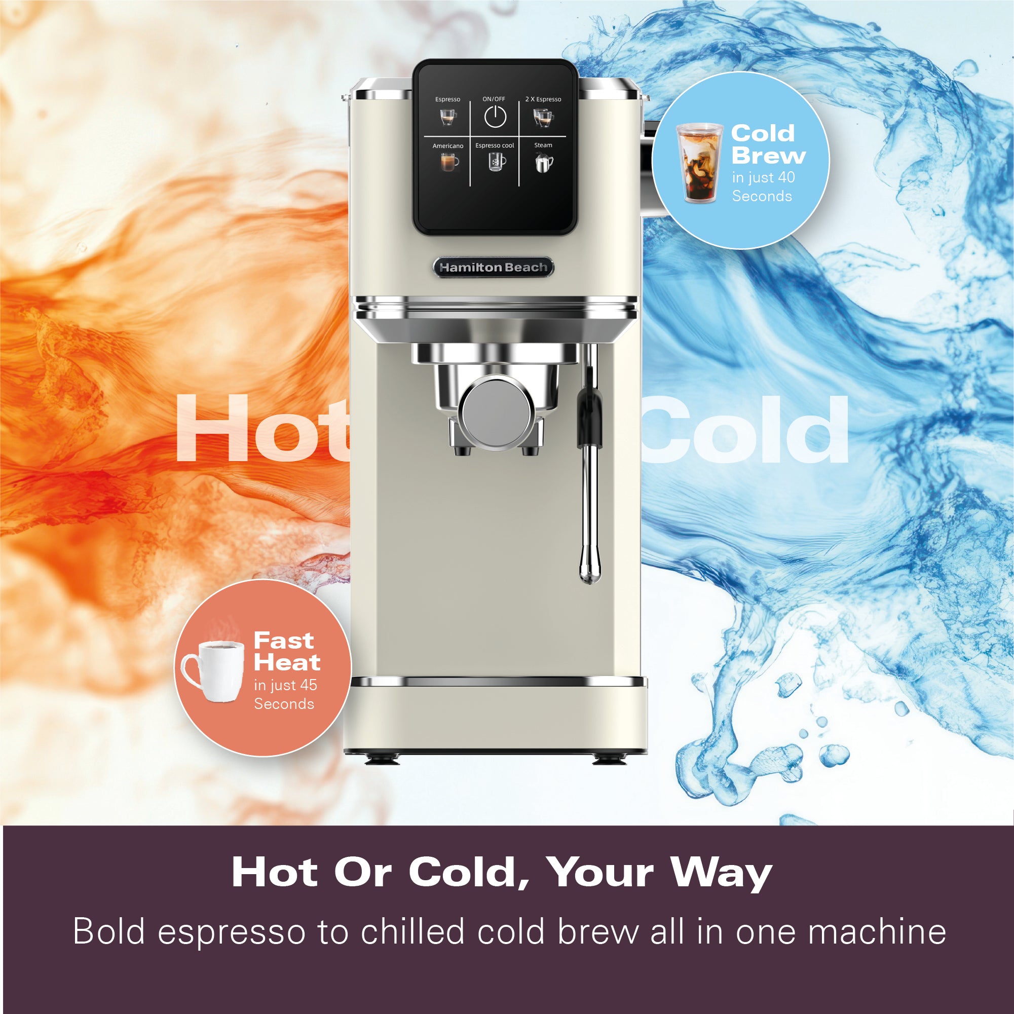 Hamilton Beach BaristaPro Touch 5-in-1 Espresso Machine - Cream