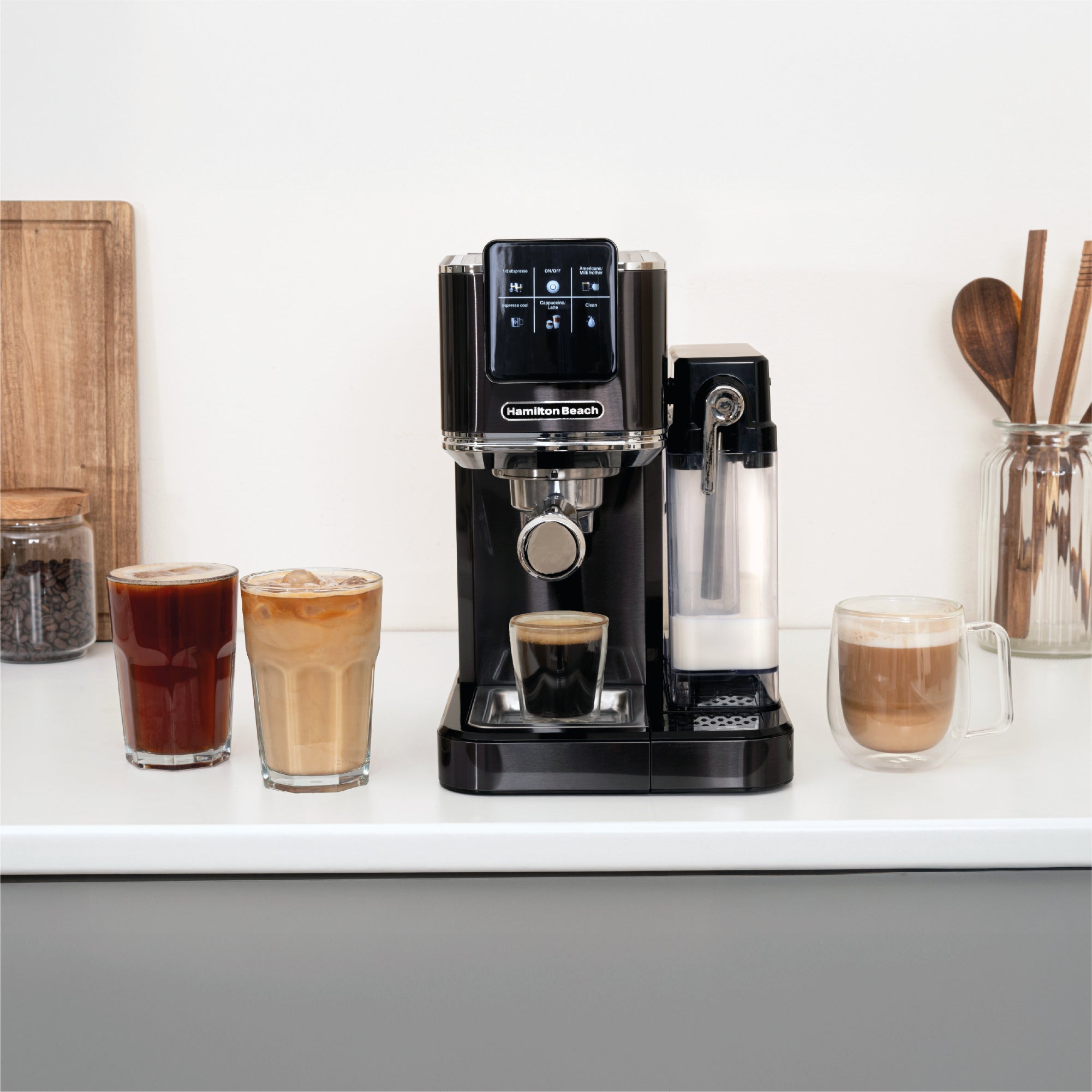 Hamilton Beach BaristaPro+ Touch 8-in-1 Espresso Machine Black